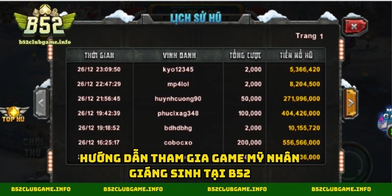 Hướng dẫn tham gia game mỹ nhân giáng sinh tại B52